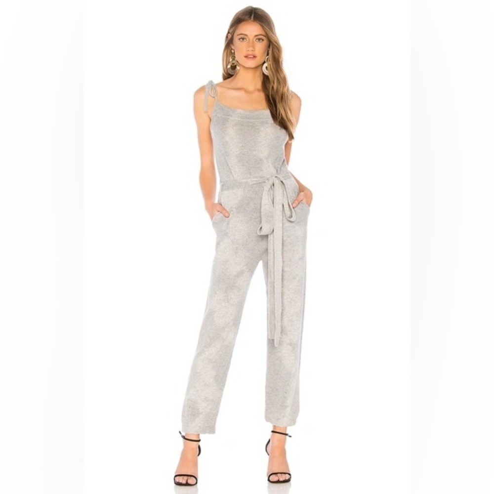 LOVESHACKFANCY Husky Acid Wash Light Gray Cashmere Wool Nala Jumpsuit NWT Sz XS